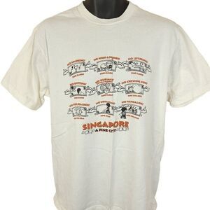 Singapore A Fine City T Shirt Vintage Y2K Violating Laws Mens Size Large